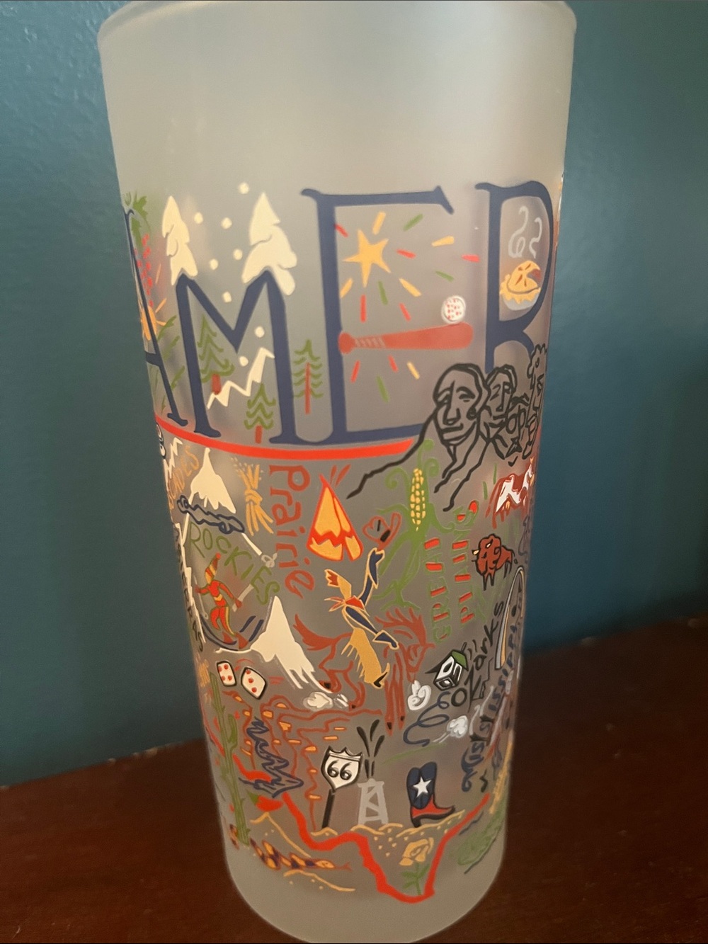 Catstudio Frosted United States-Themed Tall Glass - Multicolor - Picture 2 of 7